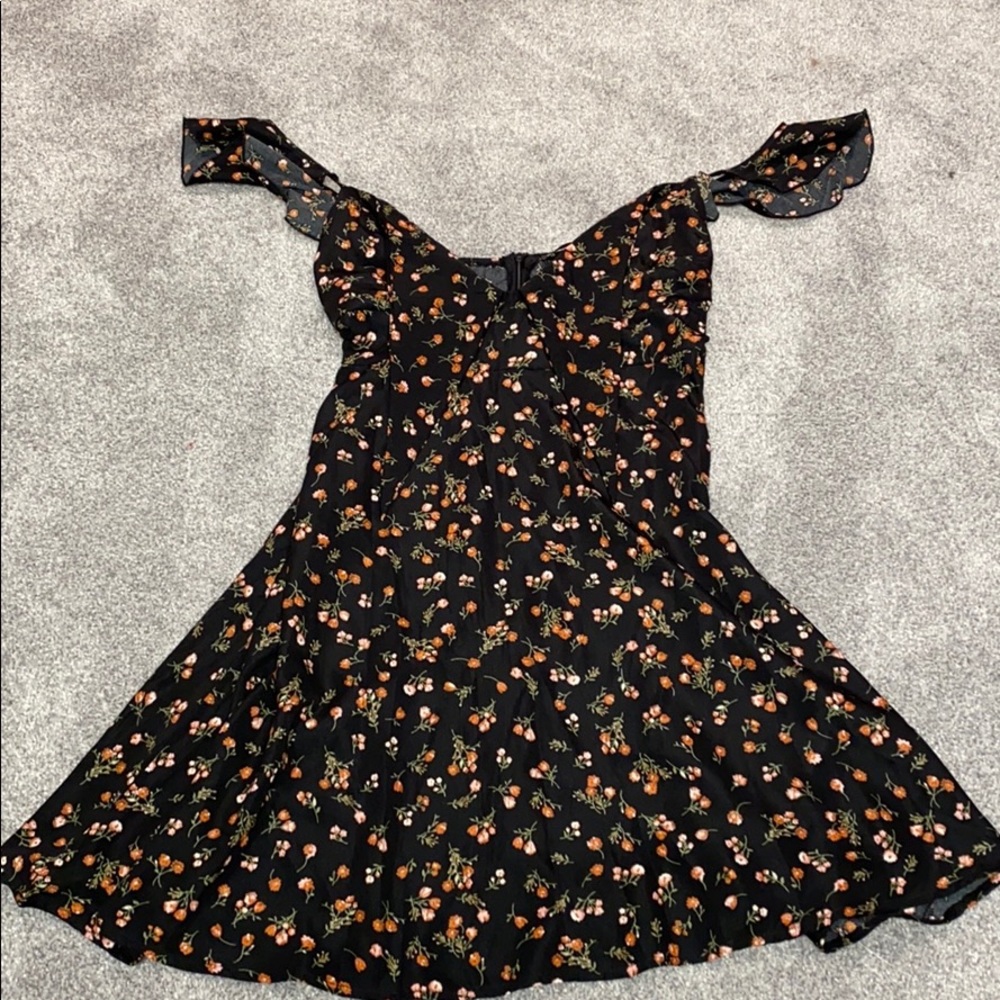 Floral print black dress
